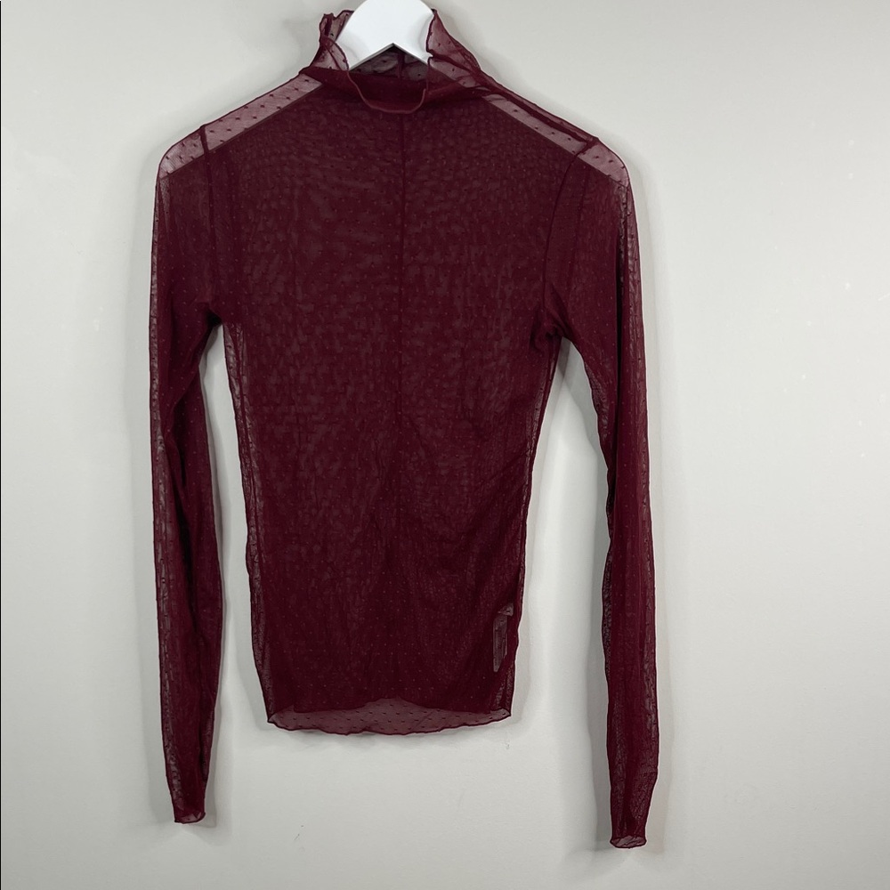 Free People Intimately Lady Lux Layering Top Swiss Dot Burgundy Size Small